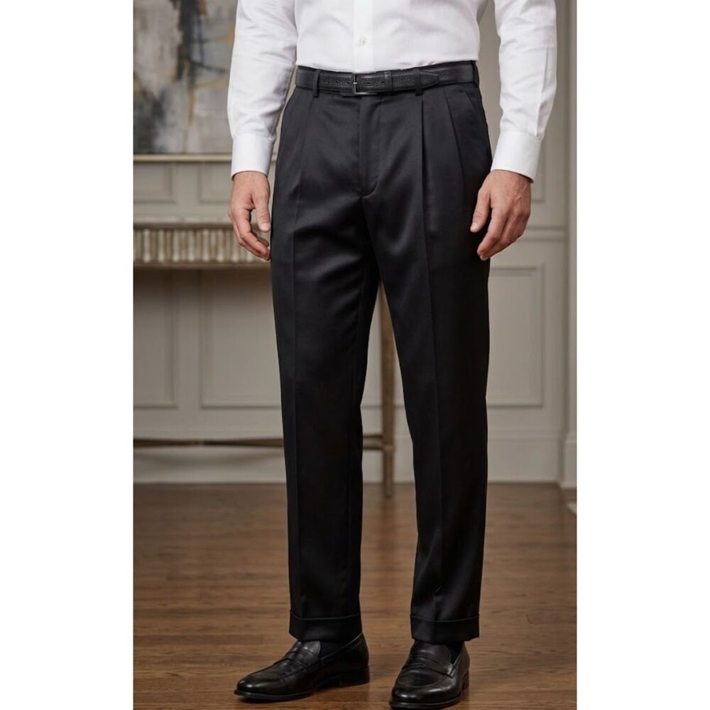 New Alan Flusser Golf Pleated Wrinkle Resistant Twill Pant Men's Size 38 x 32